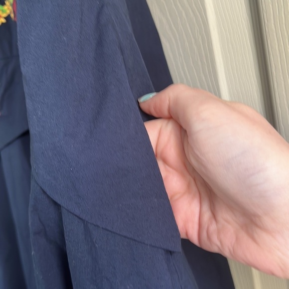 Wayward Fancies eShakti Asymmetric Hem Floral Embellished Poplin Dress embroider - Picture 6 of 9